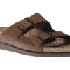 Harmony Brown Nubuck Leather Slide Sandal