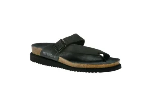 Helen Black Nubuck Leather Thong Sandal