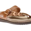 Heleonore Camel Brown Zebra Leather Thong Sandal