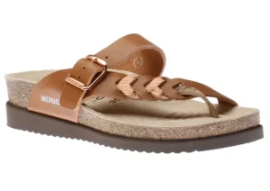 Heleonore Camel Brown Zebra Leather Thong Sandal