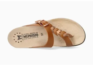 Heleonore Camel Brown Zebra Leather Thong Sandal