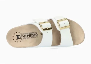 Hester White Patent Gold Buckle Slide Sandal