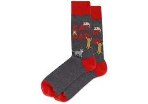 Hotsox Men's Cat Dad Charcoal Crew Socks