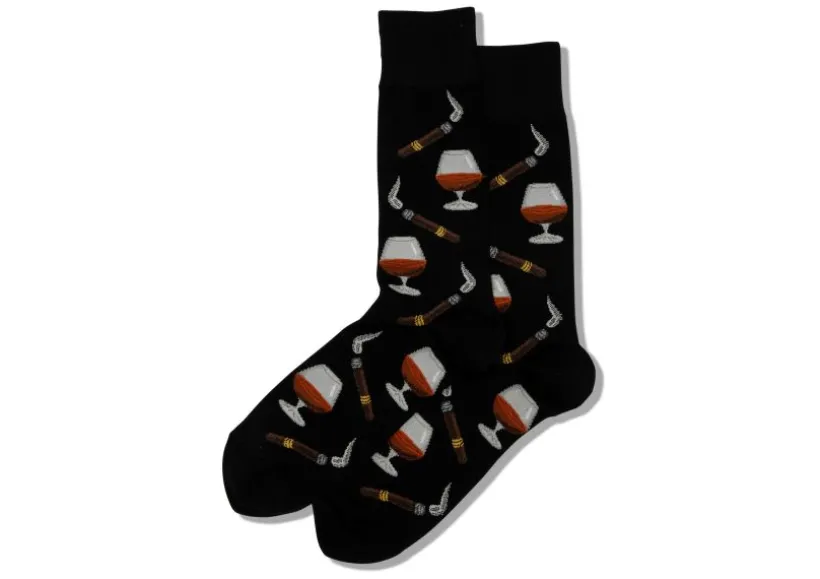 hotsox_mens_cognac_and_ci_0.webp Hotsox Men's Cognac and Cigars Black Crew Socks