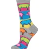 Hotsox Women's Pop Pigs Grey Crew Socks