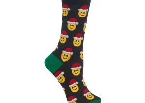 Hotsox Women's Santa Smile Emoji Crew Socks