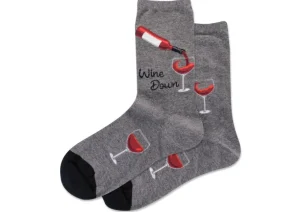 Hotsox Women's Wine Down Charcoal Crew Socks