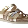 Huleda Gold Leather Multi Strap Slide Sandal