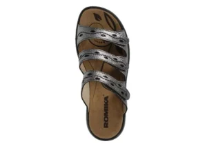 Ibiza 66 Anthracite Metallic Leather Slide Sandal
