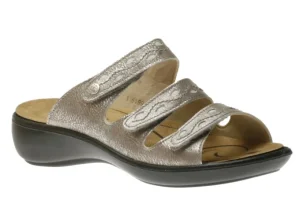Ibiza 66 Platinum Metallic Leather Slide Sandal