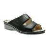 Jamaica Black Leather Slide Wedge Sandal