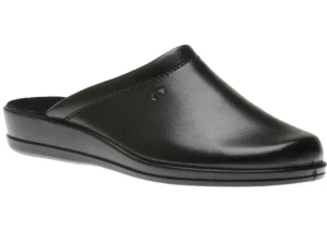 Jerry Black Leather Slipper