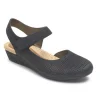 Judson Black Perforated Leather Wedge Sandal