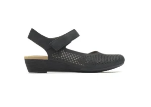 Judson Black Perforated Leather Wedge Sandal