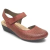 Judson Red Perforated Leather Wedge Sandal