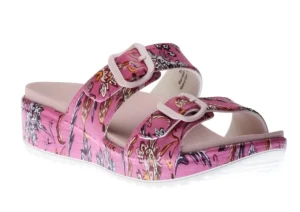 Kandi Pink Paisley Floral EVA Double Strap Slide Sandal