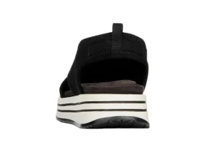 Knitup84 Black White Low Wedge Sandal