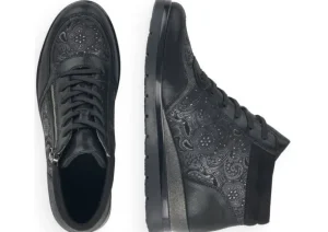 Korfu Black Paisley Wedge Ankle Boot