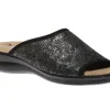 Ladies Black Silver Slide Sandal