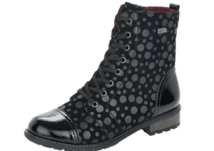 Largo Black Grey Polka Dot Lace-Up Ankle Boot