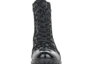 Largo Black Grey Polka Dot Lace-Up Ankle Boot
