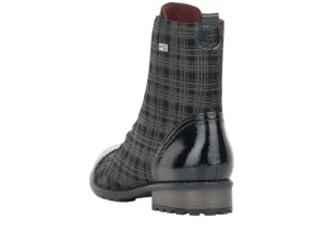 Largo Black Grey Tartan Ankle Dress Boot