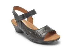 Laurel Black Perforated Sandal