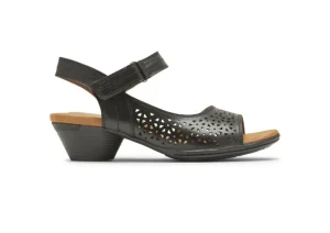 Laurel Black Perforated Sandal
