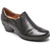 Laurel Slip-On Black Leather Low Heel