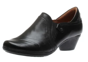 Laurel Slip-On Black Leather Low Heel