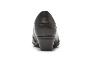Laurel Slip-On Black Leather Low Heel