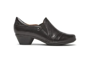 Laurel Slip-On Black Leather Low Heel