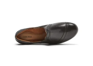 Laurel Slip-On Black Leather Low Heel