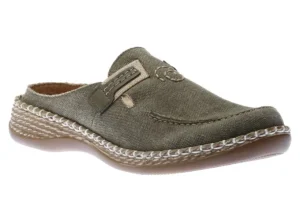 Leinen Green Slip-On Mule