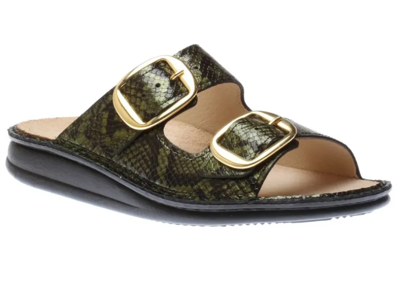 lipari_green_snakeskin_pa_0.webp Lipari Green Snakeskin Patent Gold Buckle Slide Sandal