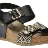Lissandra Cuba Black Gold Textured Leather Wedge Sandal