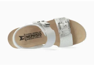 Lissandra White Silver Print Wedge Sandal