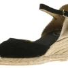 Lloret Black Suede Espadrille Wedge Sandal