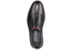 Lugano Black Leather Cap Toe Slip-On Dress Shoe
