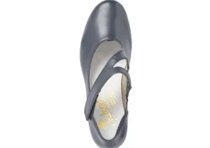 Lugano Dark Blue Leather Mary Jane Heel