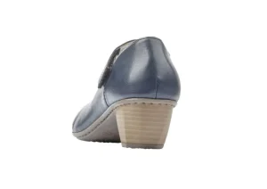 Lugano Dark Blue Leather Mary Jane Heel