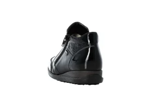 Luxor Black Patent Trim Double Zipper Ankle Boot