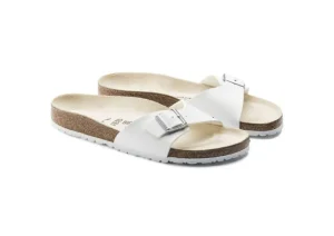 Madrid Birko-Flor White Slide Sandal