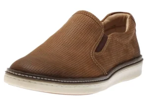 McGuffey Perforated Tan Brown Leather Slip-On Sneaker