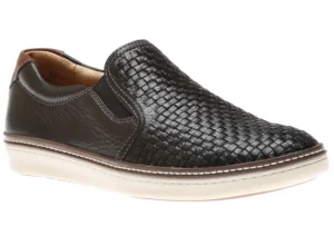 McGuffey Woven Black Leather Slip-On Sneaker