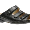 Menorca Black Leather Slide Sandal