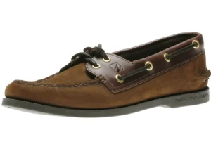 Men's Authentic Original Brown Nubuck Leather Two Eye Boat Shoe