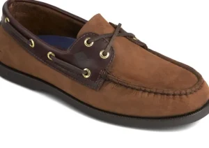 Men's Authentic Original Brown Nubuck Leather Two Eye Boat Shoe