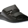 Men's 2nd Cozmo Black Leather Double Strap Slide Sandal