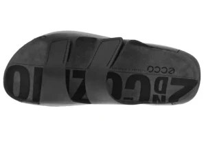 Men's 2nd Cozmo Black Leather Double Strap Slide Sandal